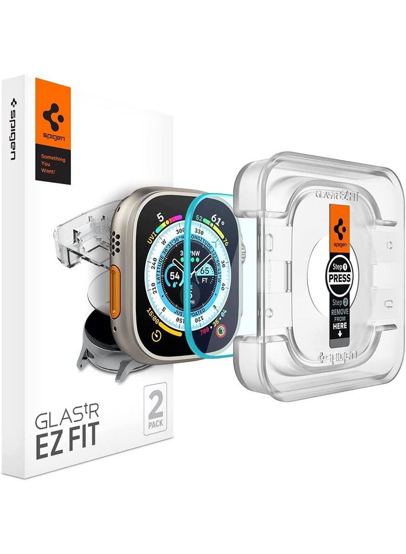 Glastr Ez Fit Apple Watch Ultra (49mm) Tempered Glass Screen Protector with Auto Align Install Kit - 2 Pack