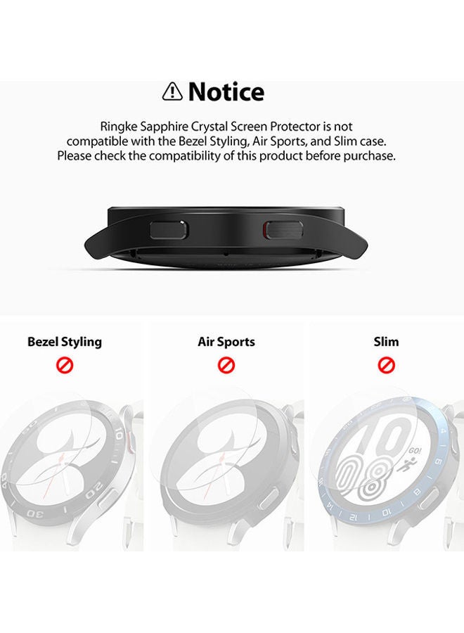 Galaxy Watch 5 Or 4 40mm Screen Protector Sapphire Crystal Tempered Glass 9H Hardness Anti Scratch Full Cover Clear