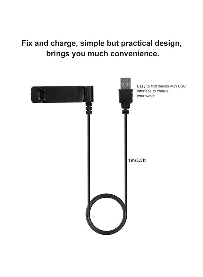Smart Watch Charging Cradle Cable For Garmin Fenix Fenix 2 D2 Bravo Quatix Tactix Black