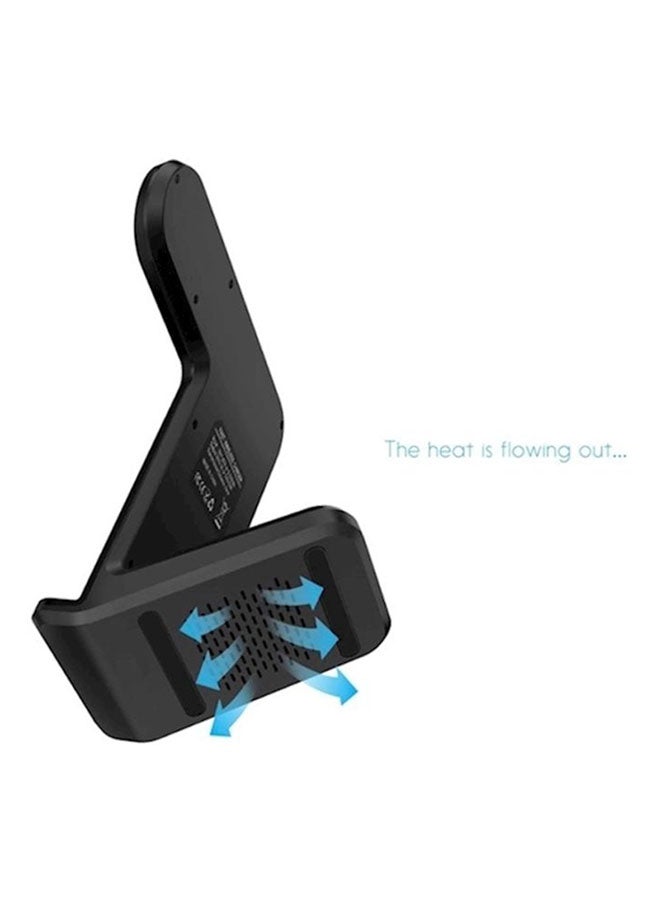 2-In-1 Qi Wireless Charging Stand For Apple Iphone Xs Max/XR/X/8 Plus And Samsung S9/S8/Note 9/8 With Apple Smartwatch 1/2/3/4 Black