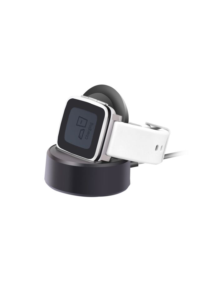 Wireless Charging Dock With Cable For Pebble Time Steel Black