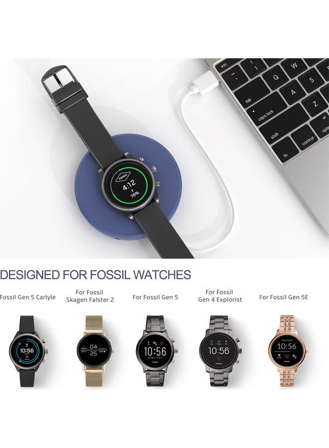 Portable Watch Charger Stand With Charging Cable For Fossil Gen 4/Gen 5 Blue