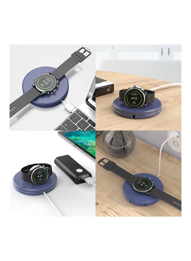 Portable Watch Charger Stand With Charging Cable For Fossil Gen 4/Gen 5 Blue
