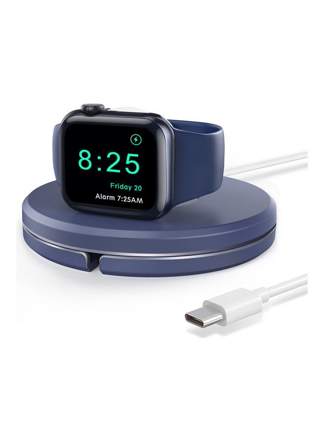 Portable Watch Charger Stand With Charging Cable For Apple Watch Series SE/6/5/4/3/2/1 Blue