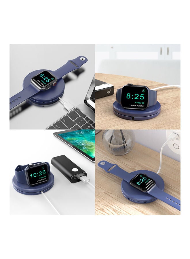 Portable Watch Charger Stand With Charging Cable For Apple Watch Series SE/6/5/4/3/2/1 Blue