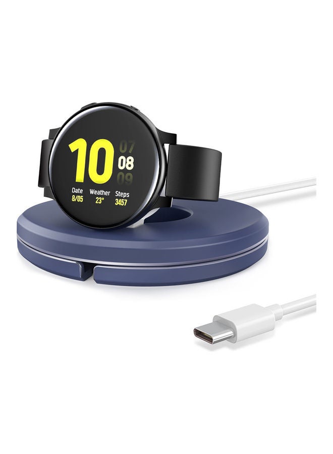 Portable Watch Charger Stand With Charging Cable For Samsung Galaxy Watch 3 Active And Active 2 Blue