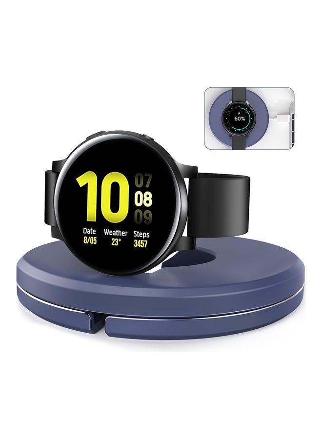 Portable Watch Charger Stand With Charging Cable For Samsung Galaxy Watch 3 Active And Active 2 Blue