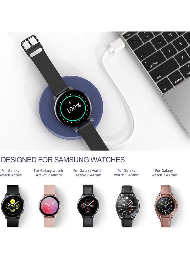 Portable Watch Charger Stand With Charging Cable For Samsung Galaxy Watch 3 Active And Active 2 Blue