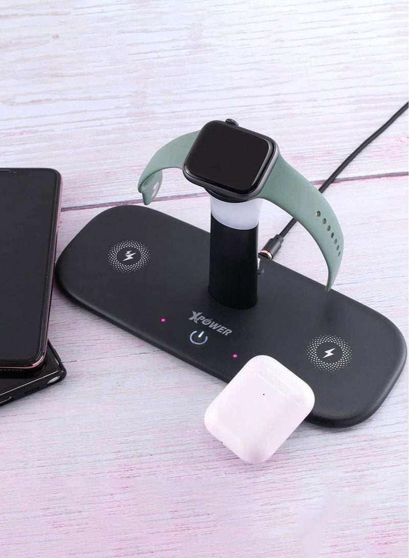 LH5 Wireless Charger 4x Output [15W] Compatible With iPhone 12 Series/ Smartwatch Series 1 to 6 / Airpods 2 & Airpods Pro