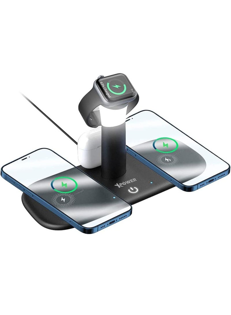 LH5 Wireless Charger 4x Output [15W] Compatible With iPhone 12 Series/ Smartwatch Series 1 to 6 / Airpods 2 & Airpods Pro