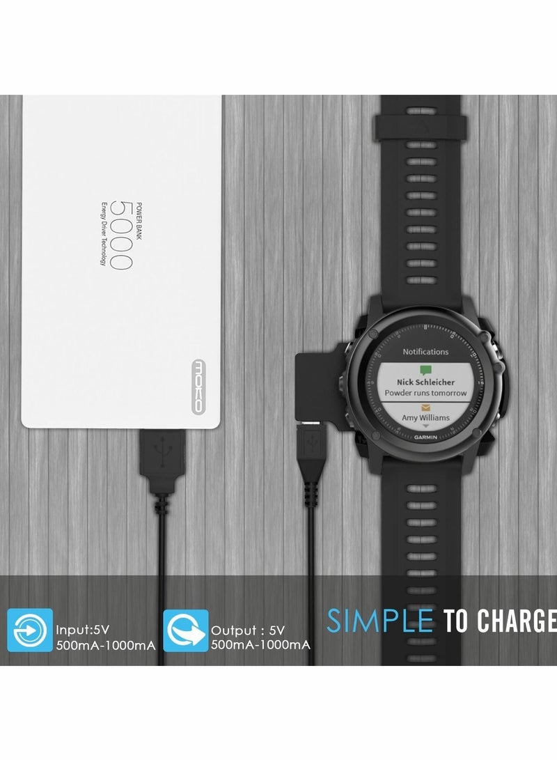 Smartwatch Charger for Garmin Fenix 3, for Fenix 3 Sapphire, for Fenix 3 HR, for Quatix 3, for Tactix Bravo, for D2 Bravo Smartwatch, USB Charging Cable Clip 3.3ft 100cm, Fitness Tracker Accessories