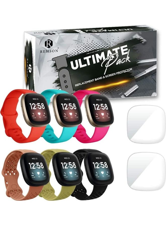 Pack Of 8 Small Silicone Strap Band With TPU Screen Protector Multicolour
