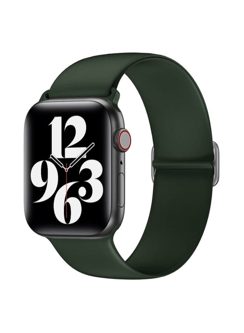 Elasticity Silicone Replacement Strap Watchband For Apple Watch Series 7 45mm / 6 & SE & 5 & 4 44mm / 3 & 2 & 1 42mm(Dark Green)