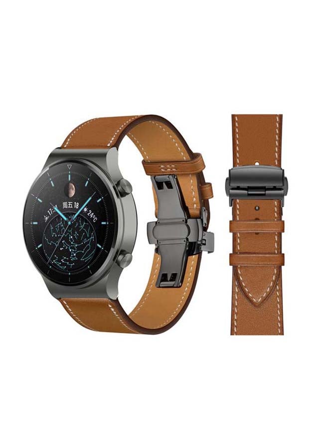 Genuine Leather Replacement Band 22mm For Huawei Watch GT2 Pro Brown