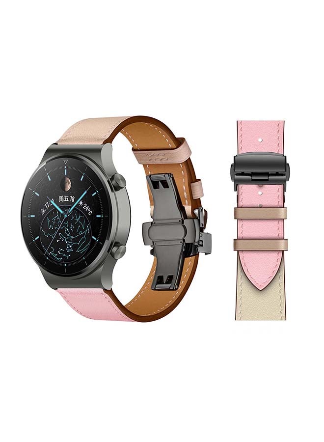 Genuine Leather Replacement Band 22mm For Huawei Watch GT2 Pro Pink/Brown