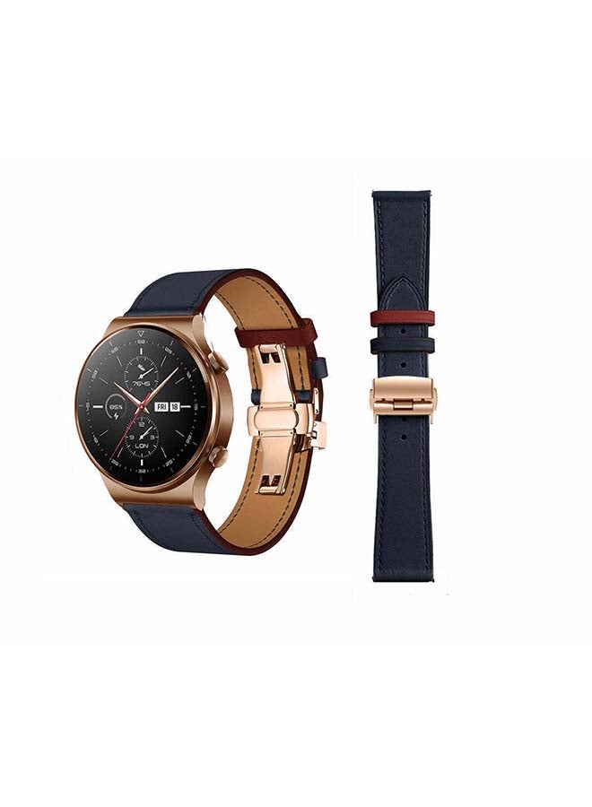 Genuine Leather Replacement Band 22mm For Huawei Watch GT2 Pro Blue