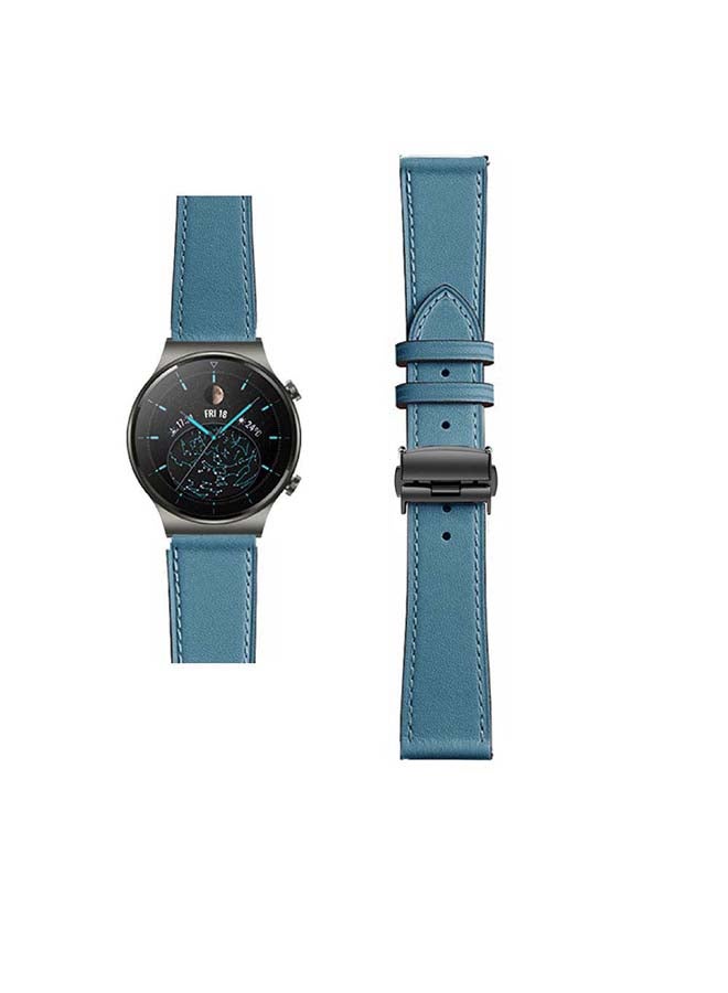 Genuine Leather Replacement Band 22mm For Huawei Watch GT2 Pro Blue