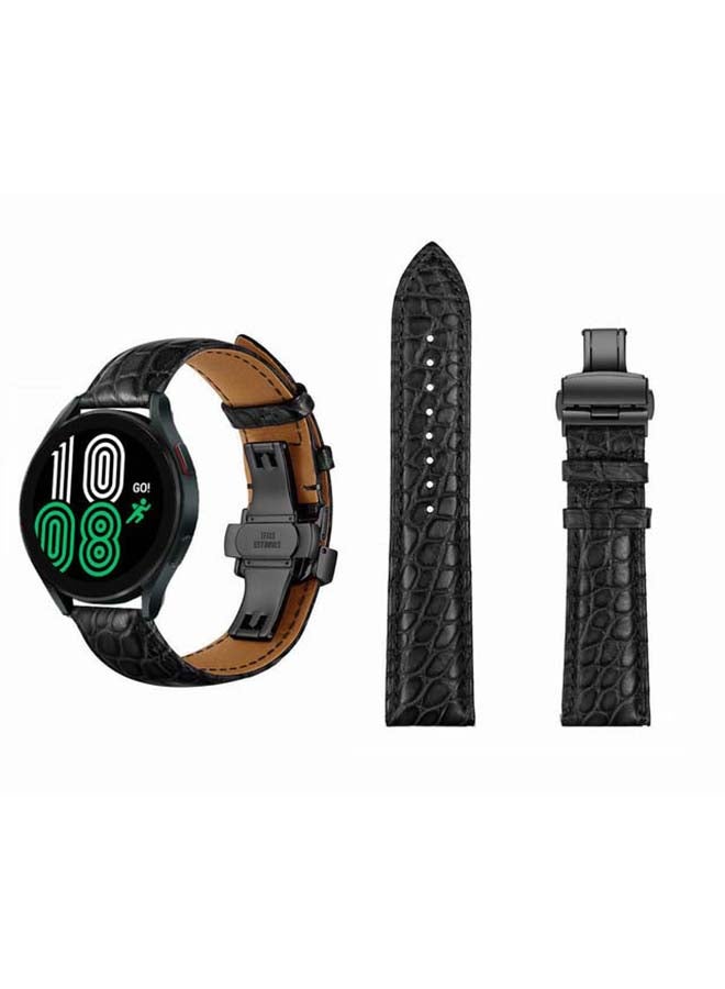 Genuine Alligator Leather Replacement Band For Samsung Galaxy Watch4 Black