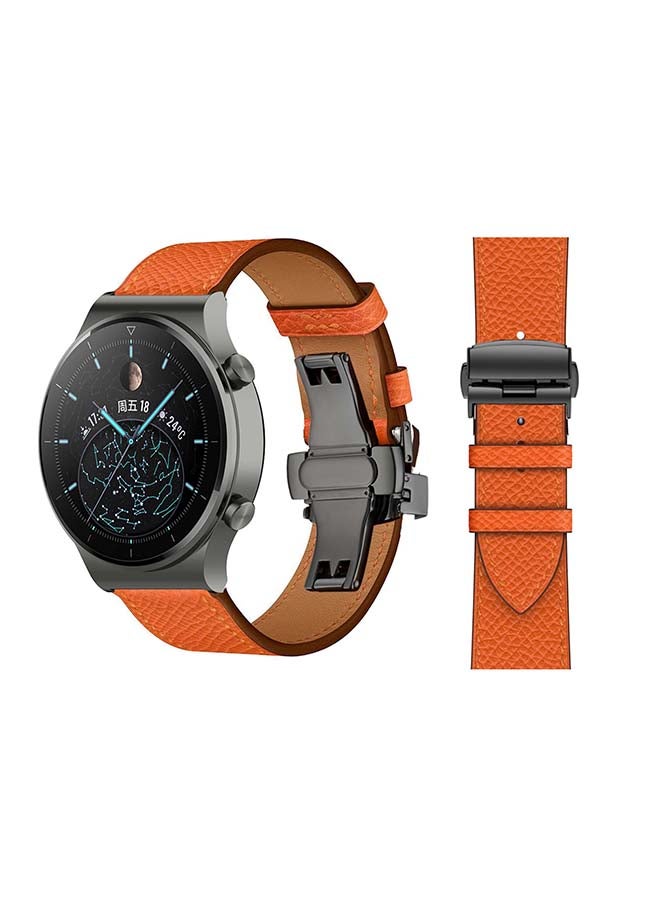 Genuine Leather Replacement Band 22mm For Huawei Watch GT2 Pro Orange