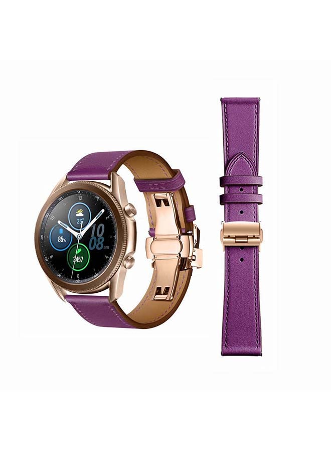 Genuine Leather Replacement Band for Samsung Galaxy Watch3 45mm Purple