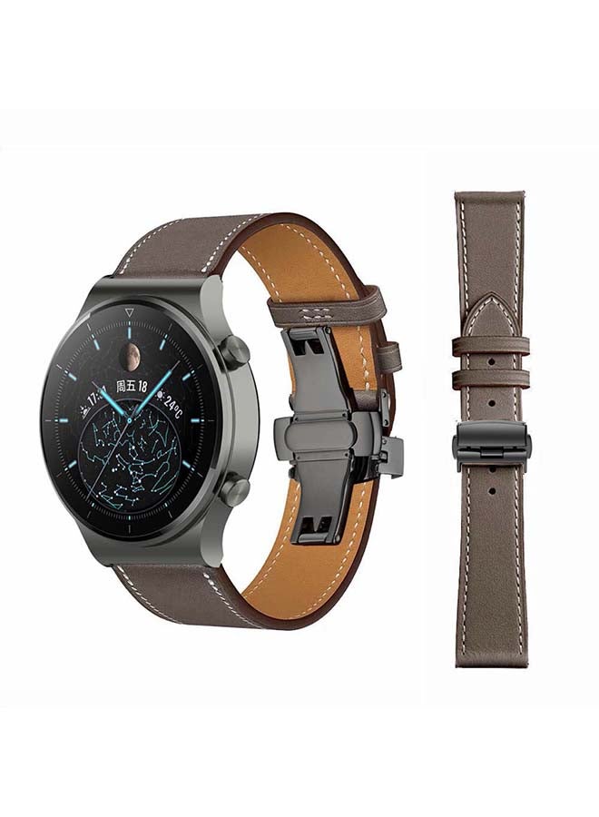 Genuine Leather Replacement Band 22mm For Huawei Watch GT2 Pro Grey