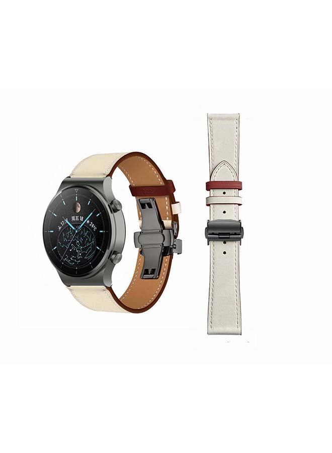 Genuine Leather Replacement Band 22mm For Huawei Watch GT2 Pro Beige