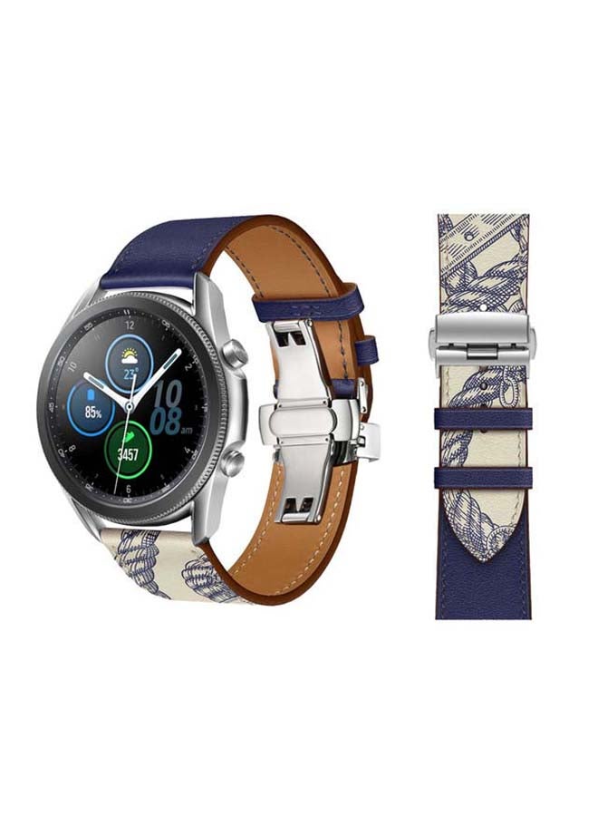 Genuine Leather Replacement Band for Samsung Galaxy Watch3 45mm Blue