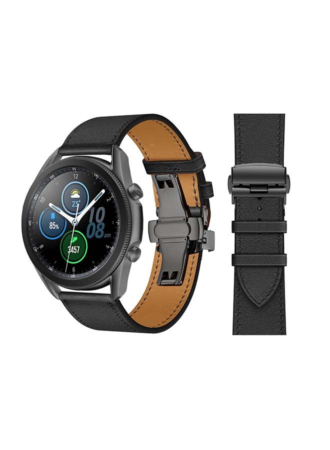 Genuine Leather Replacement Band for Samsung Galaxy Watch3 45mm Black