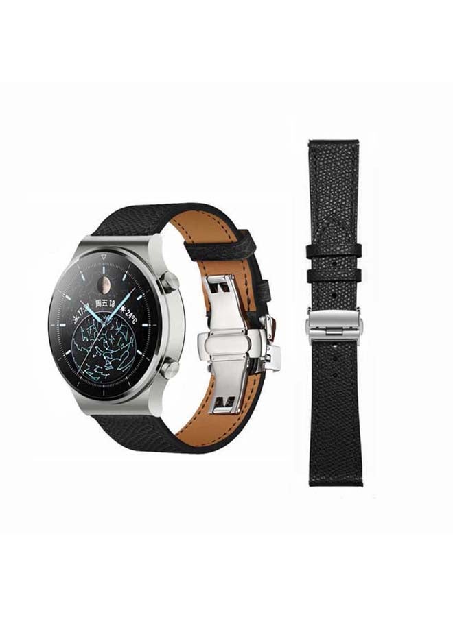 Genuine Leather Replacement Band For Huawei Watch GT2 Pro 22mm Black