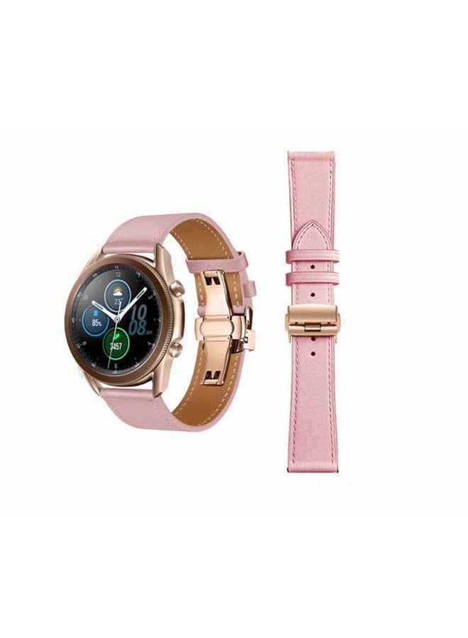 Genuine Leather Replacement Band for Samsung Galaxy Watch3 45mm Pink