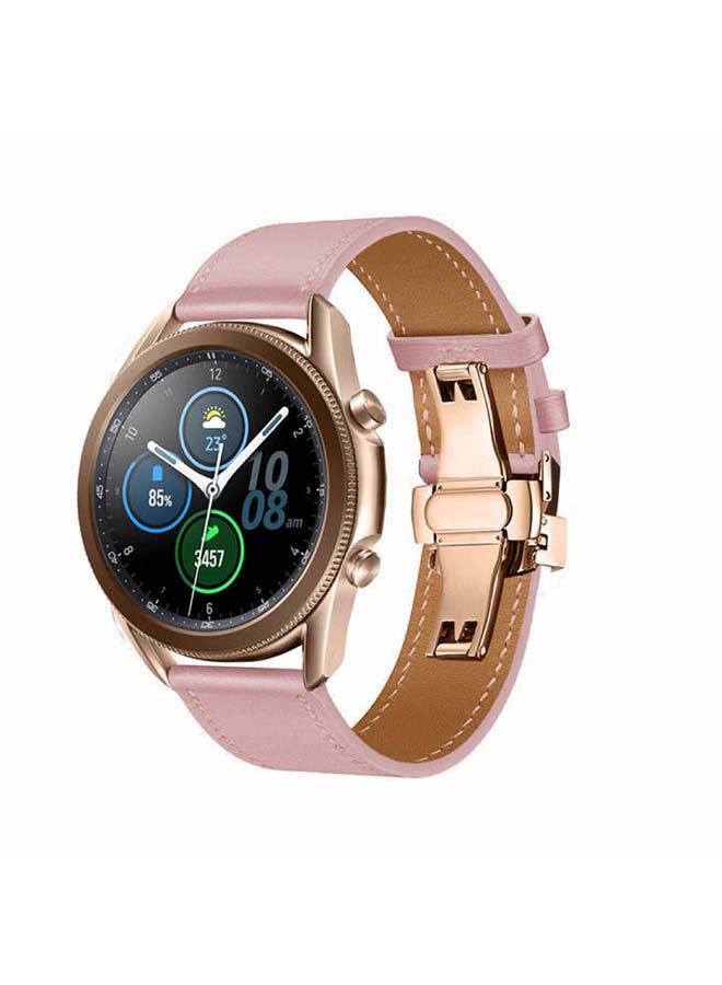 Genuine Leather Replacement Band for Samsung Galaxy Watch3 45mm Pink