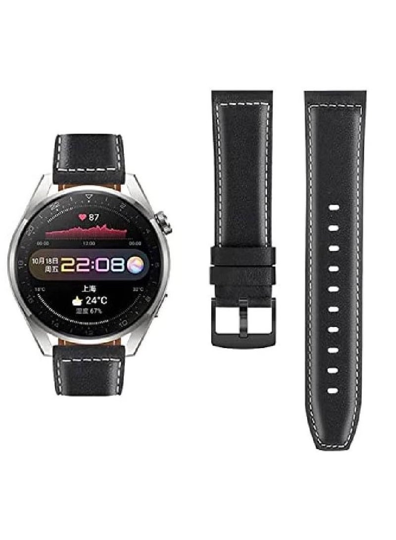 Replacement Leather Strap For Huawei Watch 3/Huawei Watch 3 Pro Black