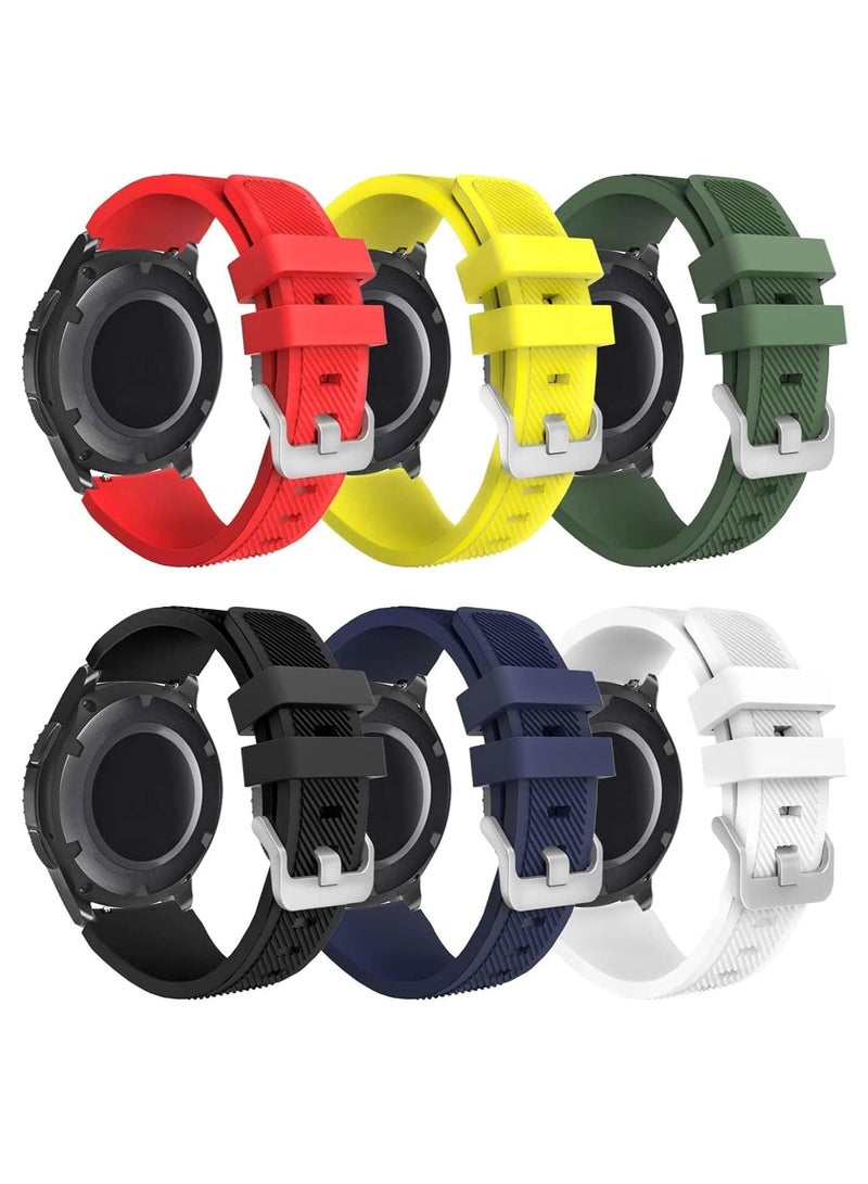 Strap for Huawei GT/GT 2 (46mm) GT2 Pro/Samsung Galaxy Watch 46mm/Galaxy Watch 3 45mm, 22mm Watch Band Silicone Strap(6 Pack)