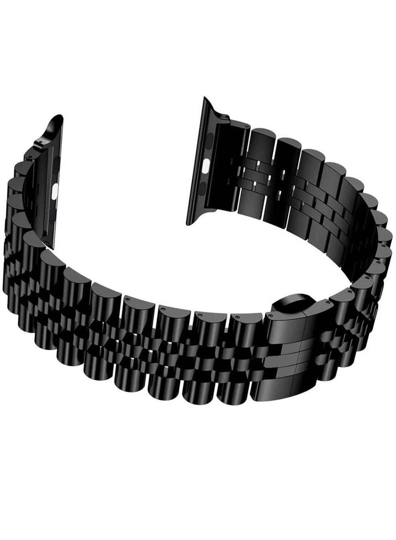 Replacement Stainless Steel Metal Bracelet Band Compatible With Apple Watch 41mm / 40mm / 38mm Black