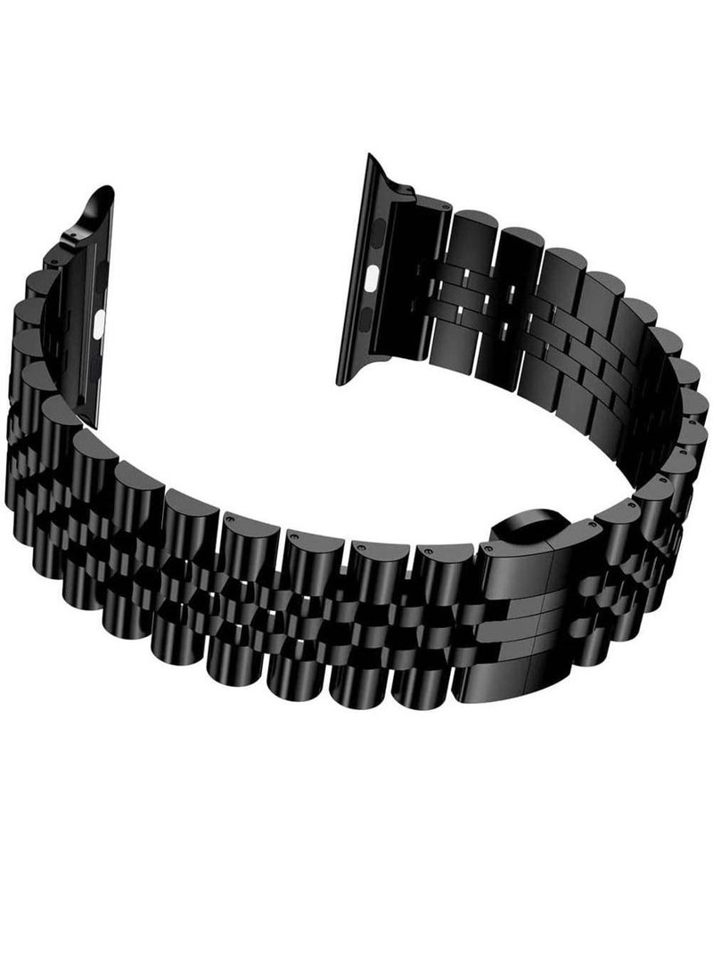 Replacement Stainless Steel Metal Bracelet Band Compatible With Apple Watch 41mm / 40mm / 38mm Black