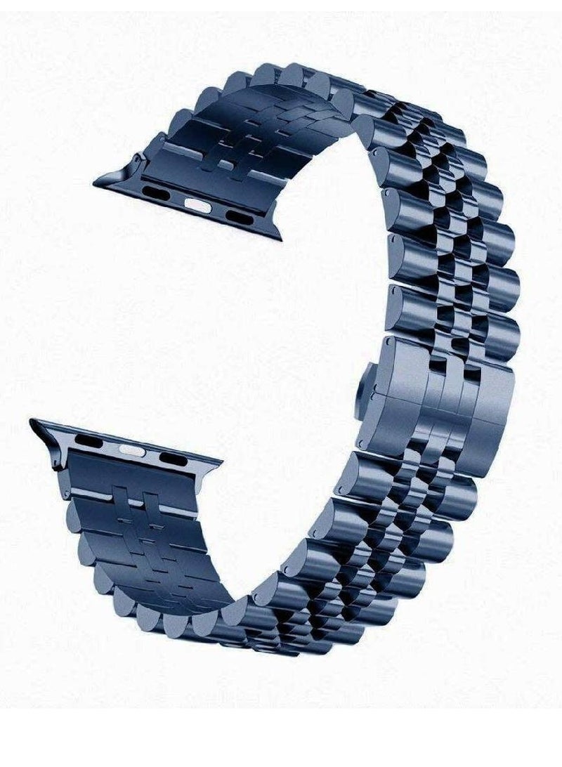 Replacement Stainless Steel Metal Bracelet Band Compatible With Apple Watch 41mm / 40mm / 38mm Blue