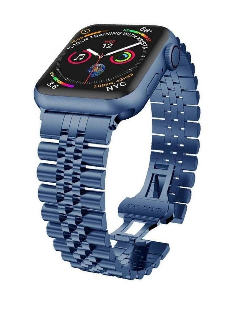 Replacement Stainless Steel Metal Bracelet Band Compatible With Apple Watch 41mm / 40mm / 38mm Blue