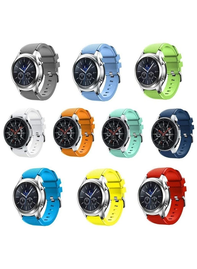Strap for Huawei GT/GT 2 (46mm) GT2 Pro/Samsung Galaxy Watch 46mm/Galaxy Watch 3 45mm, 22mm Watch Band Silicone Strap(10 Pack-B)
