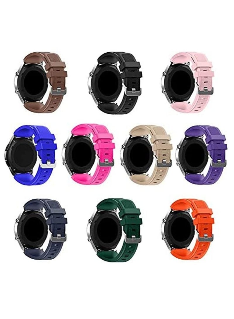 Strap for Huawei GT/GT 2 (46mm) GT2 Pro/Samsung Galaxy Watch 46mm/Galaxy Watch 3 45mm, 22mm Watch Band Silicone Strap(10 Pack -D)