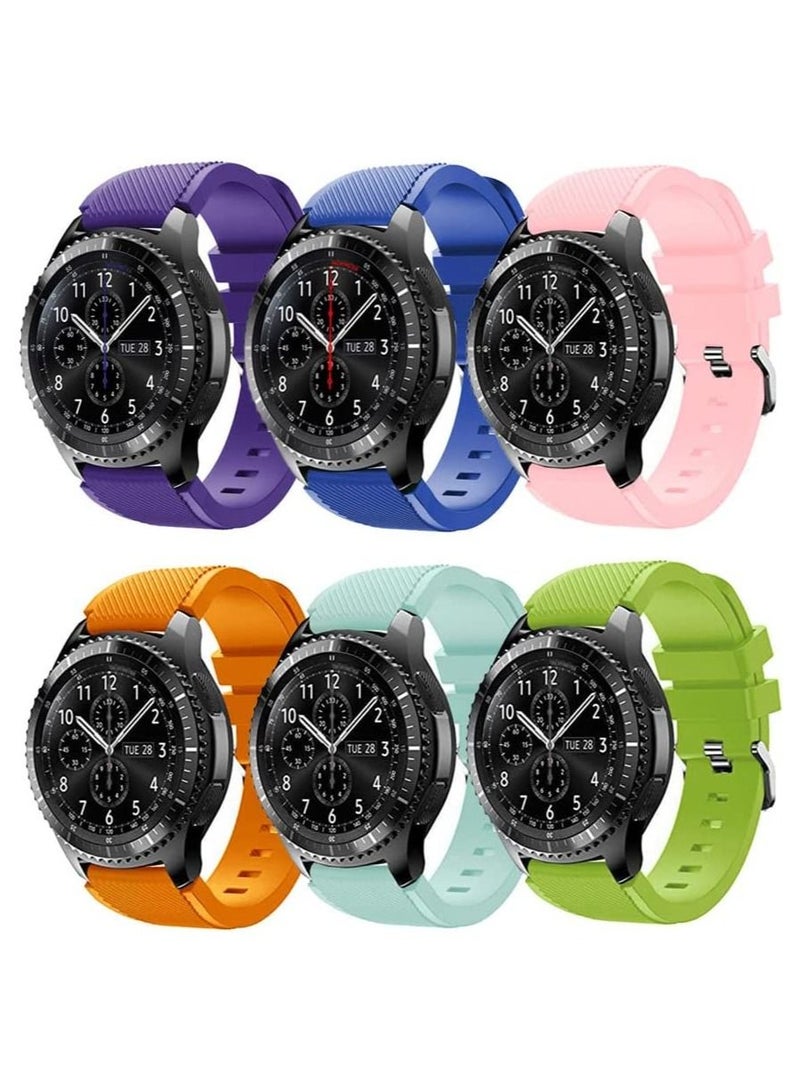 Strap for Huawei GT/GT 2 (46mm) GT2 Pro/Samsung Galaxy Watch 46mm/Galaxy Watch 3 45mm, 22mm Watch Band Silicone Strap(6 Pack-D)