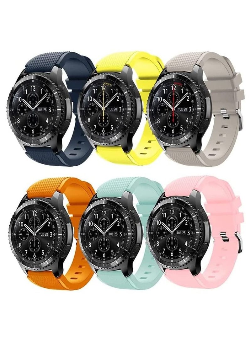 Strap for Huawei GT/GT 2 (46mm) GT2 Pro/Samsung Galaxy Watch 46mm/Galaxy Watch 3 45mm, 22mm Watch Band Silicone Strap(6 Pack-C)