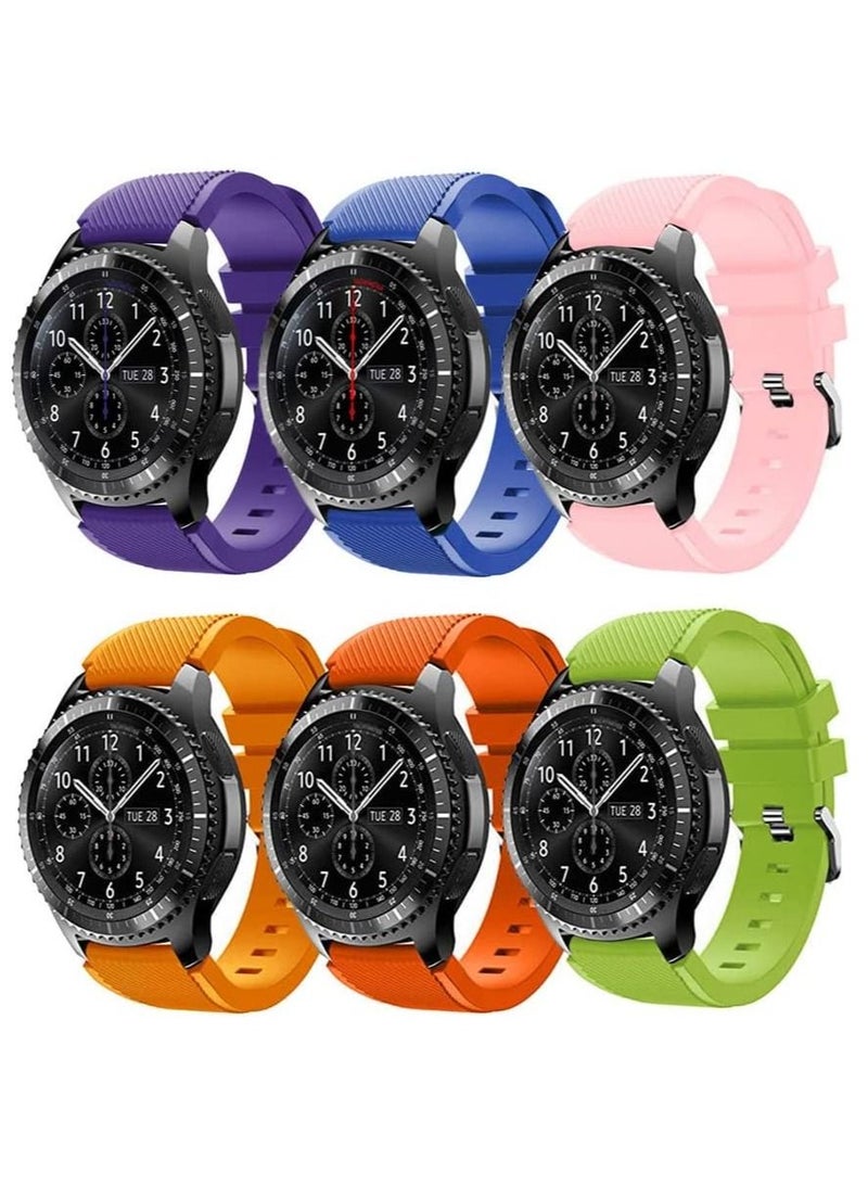 Strap for Huawei GT/GT 2 (46mm) GT2 Pro/Samsung Galaxy Watch 46mm/Galaxy Watch 3 45mm, 22mm Watch Band Silicone Strap(6 Pack-B)