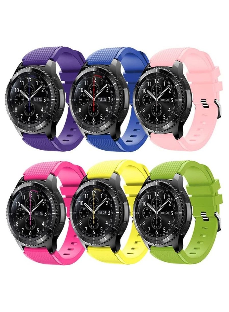 Strap for Huawei GT/GT 2 (46mm) GT2 Pro/Samsung Galaxy Watch 46mm/Galaxy Watch 3 45mm, 22mm Watch Band Silicone Strap(6 Pack-G)