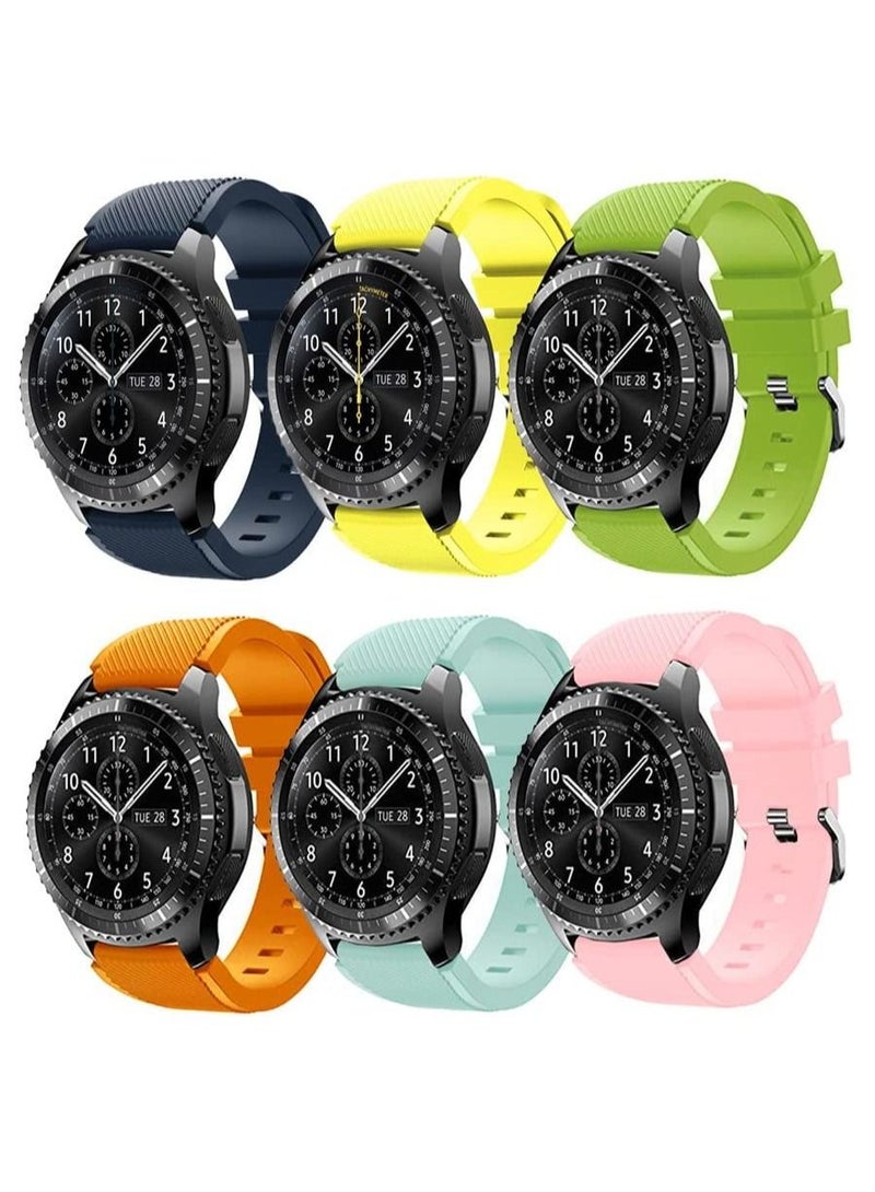 Strap for Huawei GT/GT 2 (46mm) GT2 Pro/Samsung Galaxy Watch 46mm/Galaxy Watch 3 45mm, 22mm Watch Band Silicone Strap(6 Pack-E)