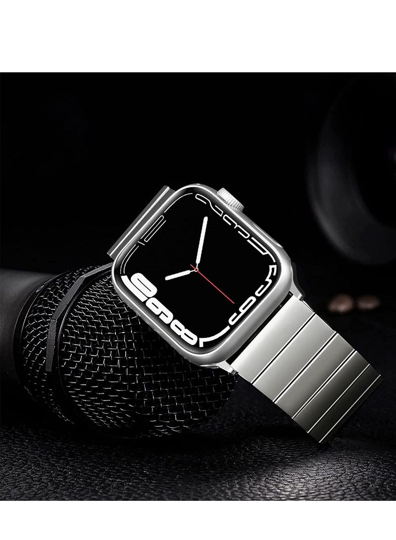 Watch Band Strap 42mm 44mm 45mm 49mm for Apple Watch Stainless Steel Metal Bands, Replacement Adjustment Wristband, for iWatch Ultra Series 8/7/6/5/4/3/2/1(Silver)