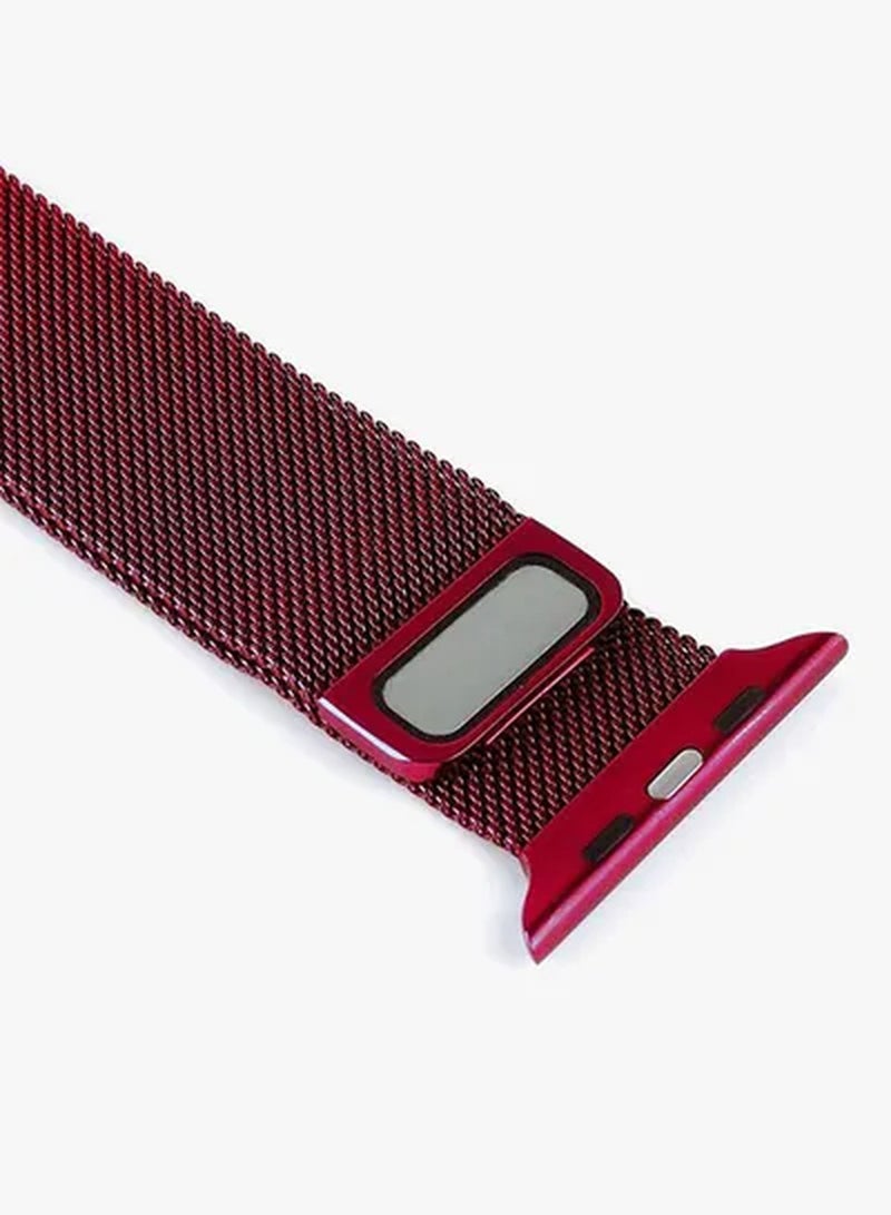 Stainless Steel Mesh Loop Band For Apple Watch 44mm Red