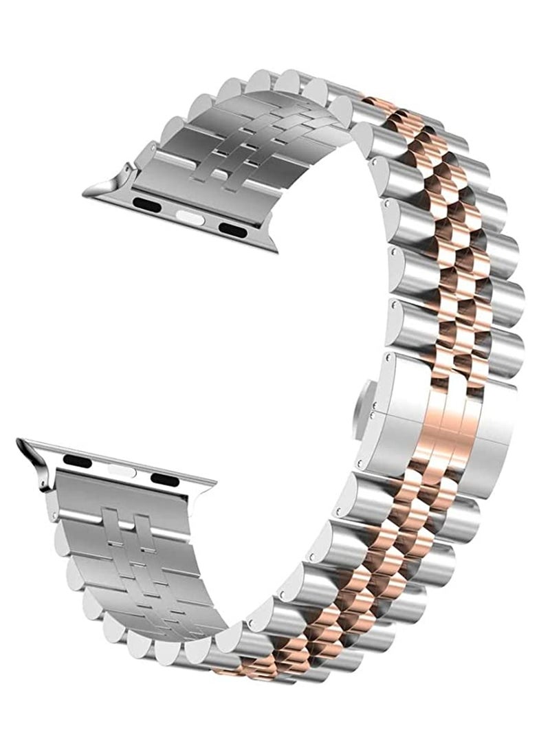 Replacement Stainless Steel Band For Smartwatch Silver/Rose Gold