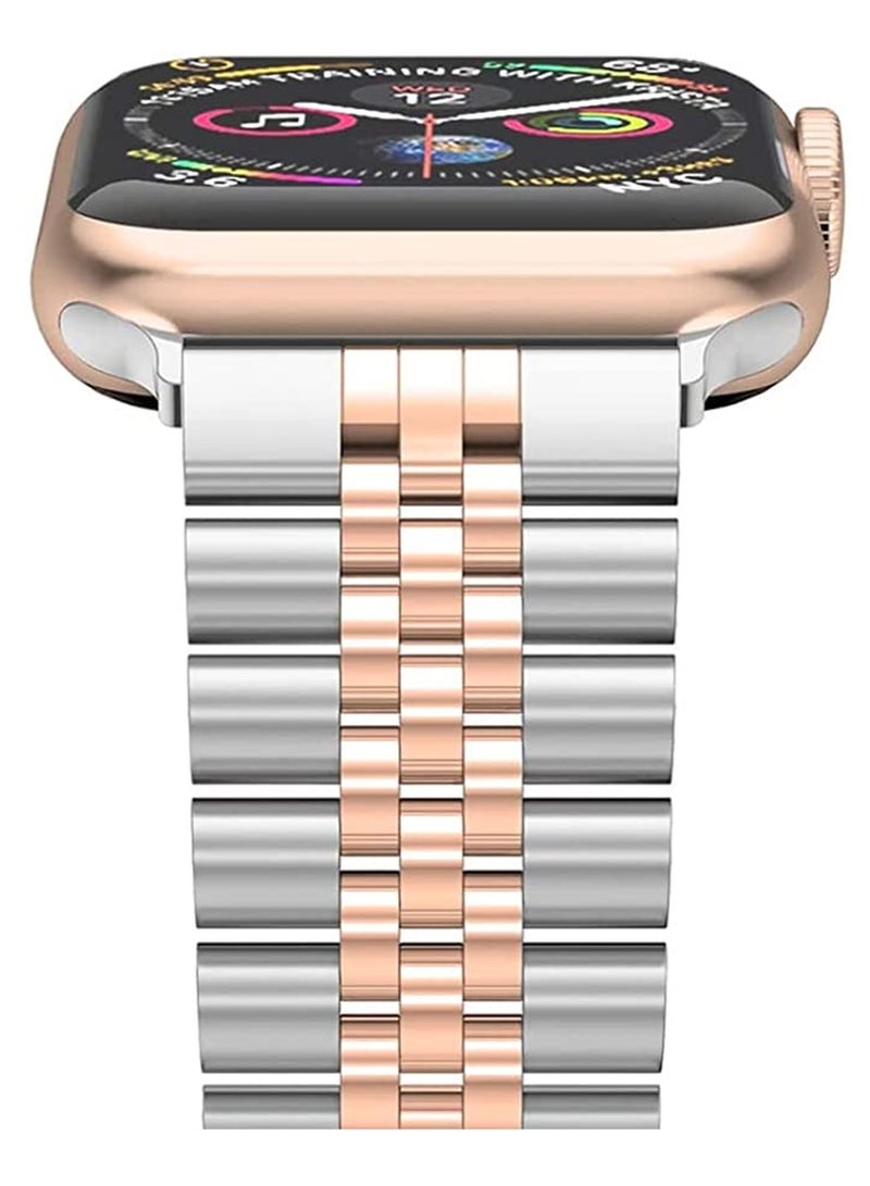 Replacement Stainless Steel Band For Smartwatch Silver/Rose Gold