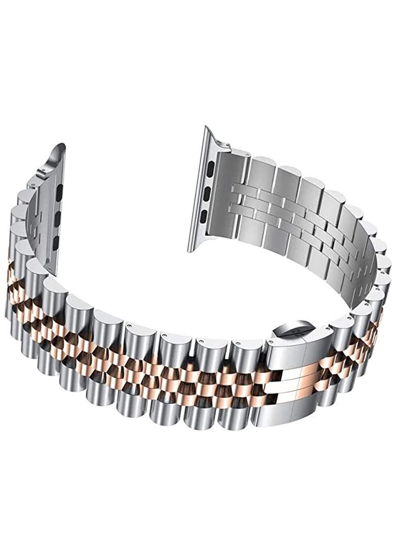 Replacement Stainless Steel Band For Smartwatch Silver/Rose Gold