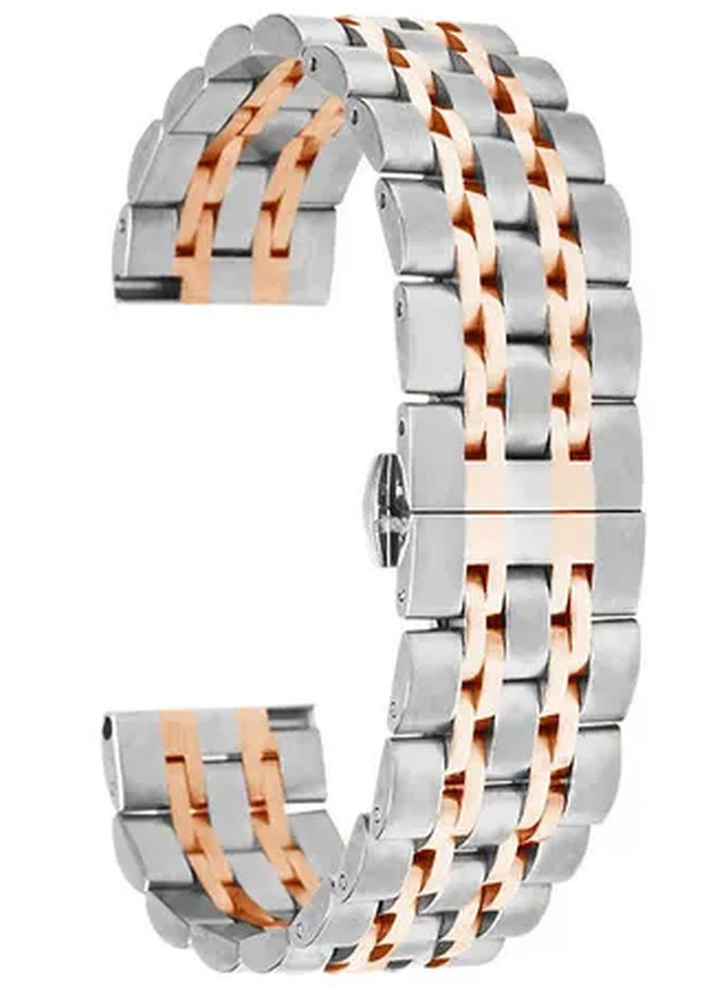 Replacement Stainless Steel Band For Smartwatch Silver/Rose Gold